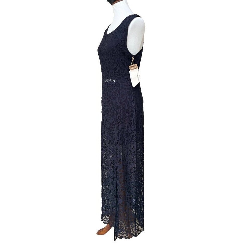Sea Gypsies By Coven Black Ebony Lace Maxi Illusion Dress Size M - Picture 12 of 16